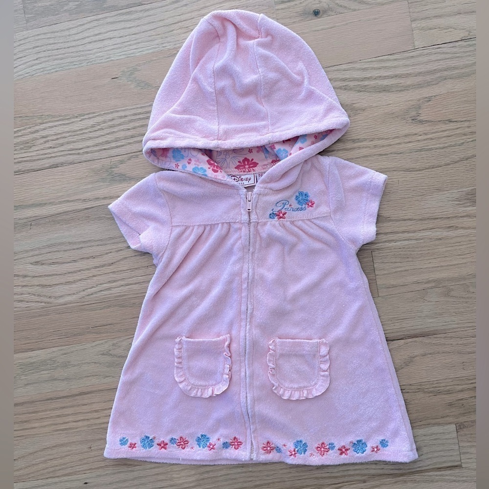 Disney Princess pink Terrycloth swim cover up size 18 mo baby girl pink pockets